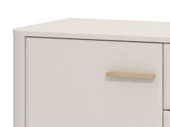 Credenza Bianco Crema Marrone Rovere Nodi 2 Ripiani 4 Cassetti 154x40x90.5h cm, 2 Ante - Illorai