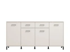 Credenza Bianco Crema Nero 2 Cassetti 4 Ripiani 183x40x90h cm, Apertura Battente, Scorrevole - Grondona