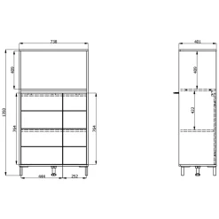 Credenza Bianco Crema Nero 2 Ripiani 3 Vani 74x40x135h cm, 2 Ante - Cosoleto