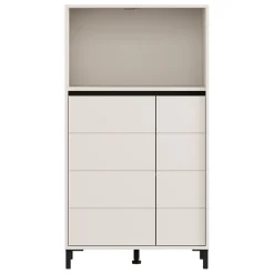 Credenza Bianco Crema Nero 2 Ripiani 3 Vani 74x40x135h cm, 2 Ante - Cosoleto