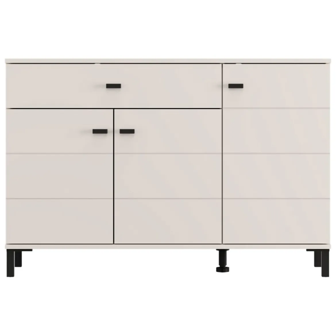 Credenza Bianco Crema Nero un Cassetto 2 Ripiani 93x40x90h cm, Apertura Battente, Scorrevole - Laerruu
