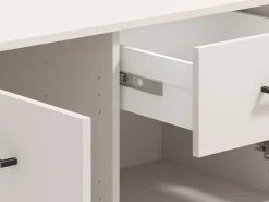 Credenza Bianco Crema Nero un Cassetto 3 Ripiani 138x40x90h cm, Apertura Battente e Scorrevole - Laerru