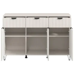 Credenza Bianco Crema 3 Ripiani 3 Cassetti 138x40x90.5h cm, 6 Vani - Paglieta