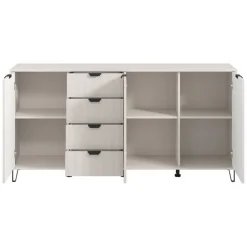 Credenza Bianco Crema 3 Ripiani 4 Cassetti 182.5x40x90.5h cm, 6 Vani - Paglieta