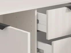 Credenza Bianco Crema 4 Ripiani con Piedini 110x40x78h cm, 8 Vani - Harero