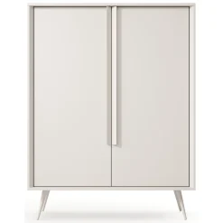 Credenza Bianco Crema 4 Ripiani con Piedini 97x40x126h cm, 6 Vani - Harenoma