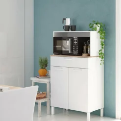 Credenza bianco e legno con cassetto 72x126h cm - Asaro