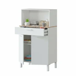 Credenza bianco e legno con cassetto 72x126h cm - Asaro