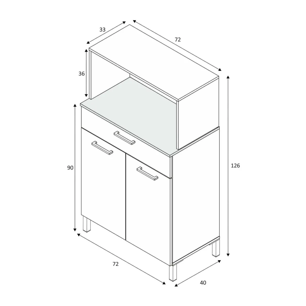 Credenza bianco e legno con cassetto 72x126h cm - Asaro