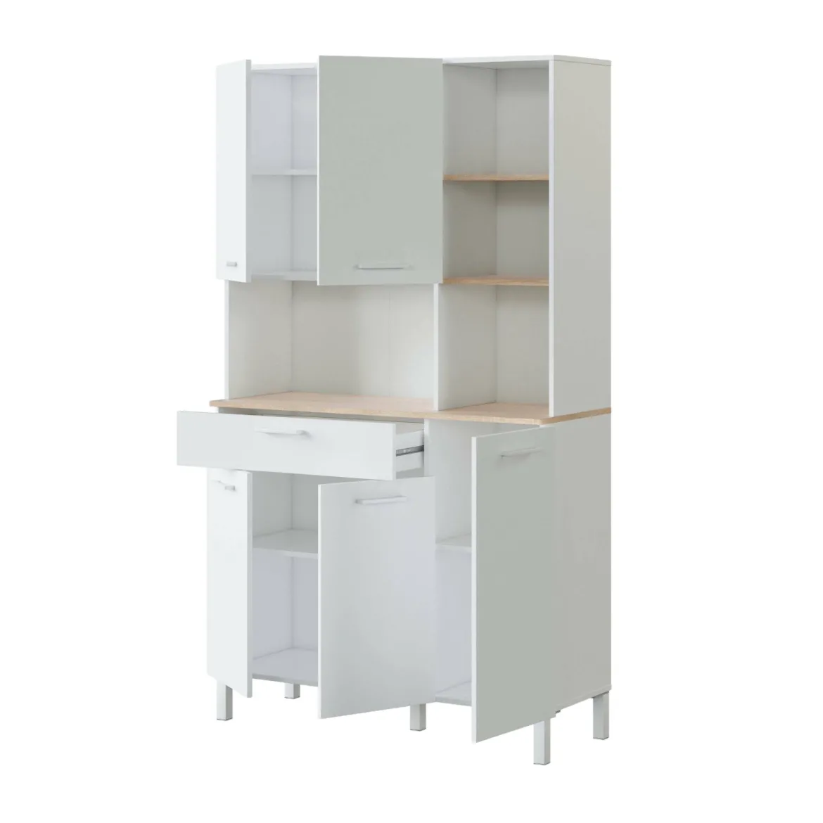 Credenza bianco e rovere con cassetto 72x186h cm - Dicentra