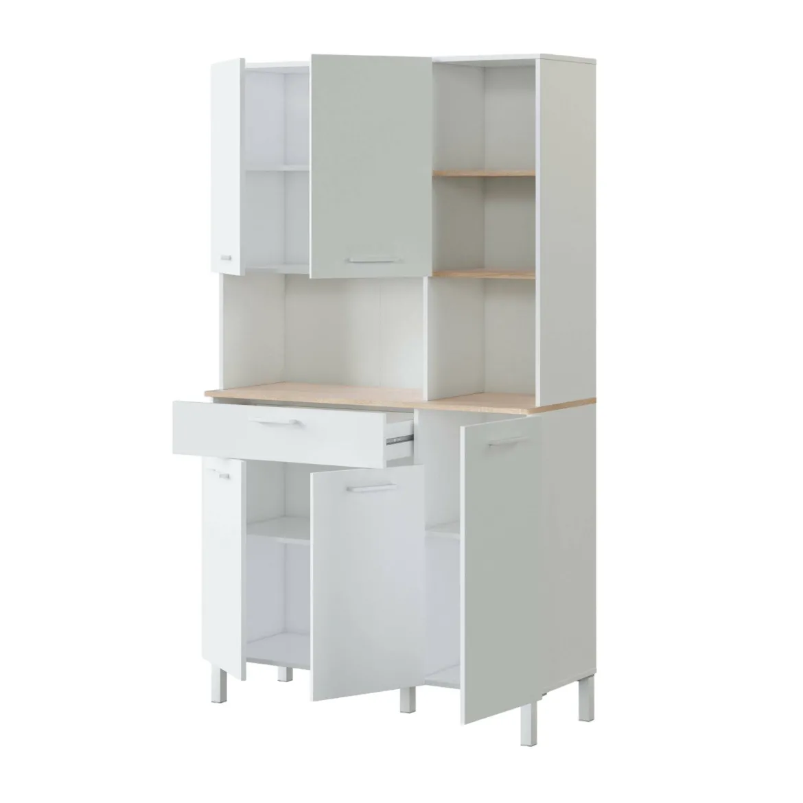 Credenza bianco e rovere con cassetto 72x186h cm - Dicentra