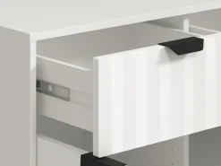 Credenza Bianco Grigio Chiaro 3 Ripiani 4 Cassetti 182.5x40x90.5h cm, 3 Ante - Paglieta