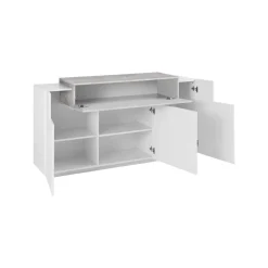Credenza bianco lucida,cemento 160x45x85h cm 4 ante - Aschly