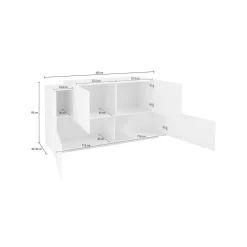 Credenza bianco lucida,cemento 184x42x86h cm 2 ante e 2 cassetti - Antina