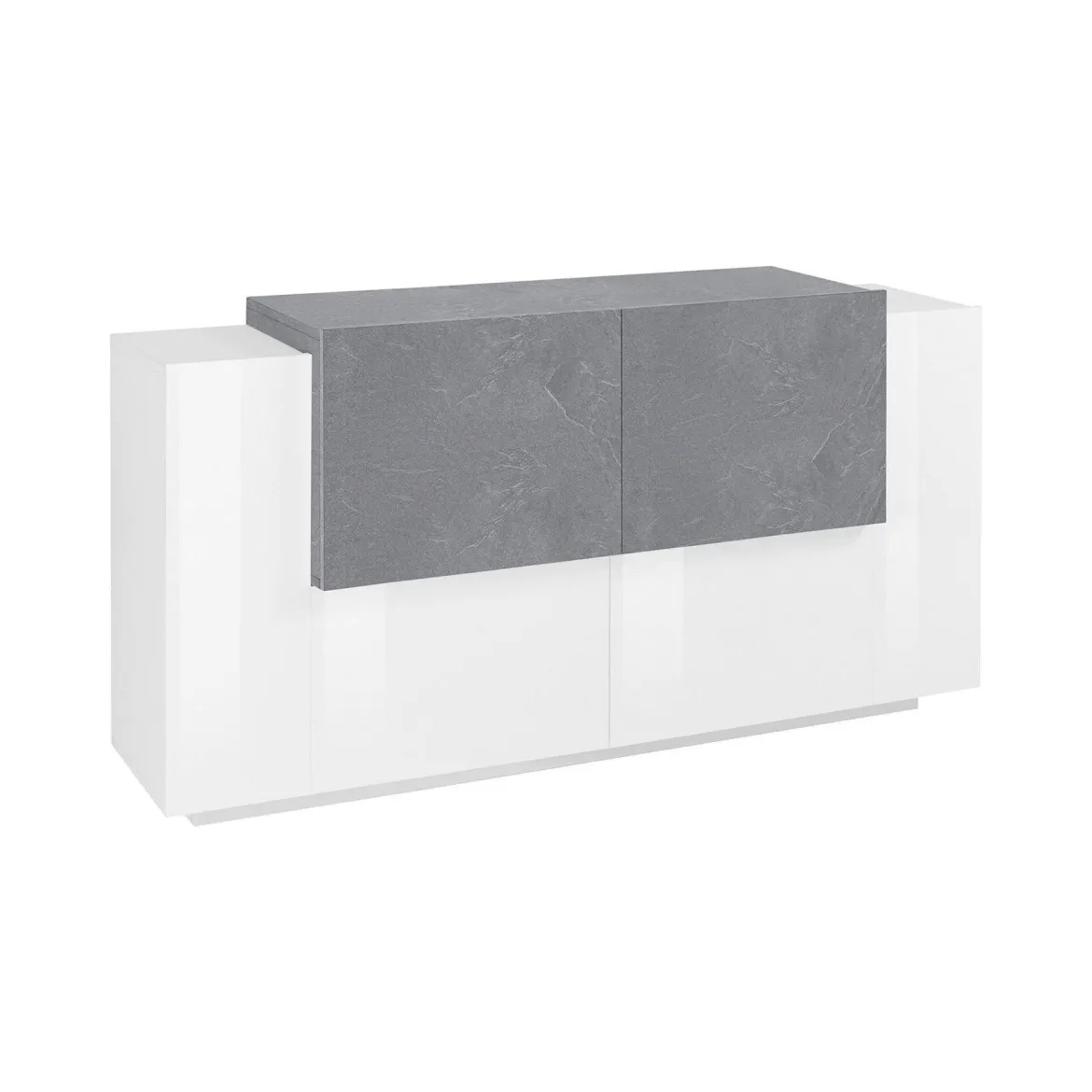 Credenza bianco lucida,cemento 184x42x86h cm 2 ante e 2 cassetti - Antina