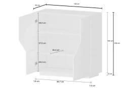 Credenza bianco lucida e acero 120x40x80h cm 2 ante e 3 cassetti - Jessie