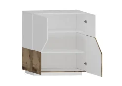 Credenza bianco lucida e acero 120x40x80h cm 2 ante e 3 cassetti - Jessie