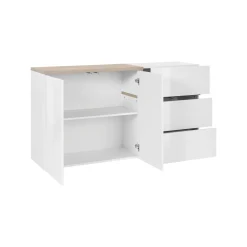 Credenza bianco lucida e acero 150x40x80h cm 4 ante - Amici