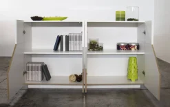 Credenza bianco lucida e acero 158x43x86h cm 4 ante - Agis