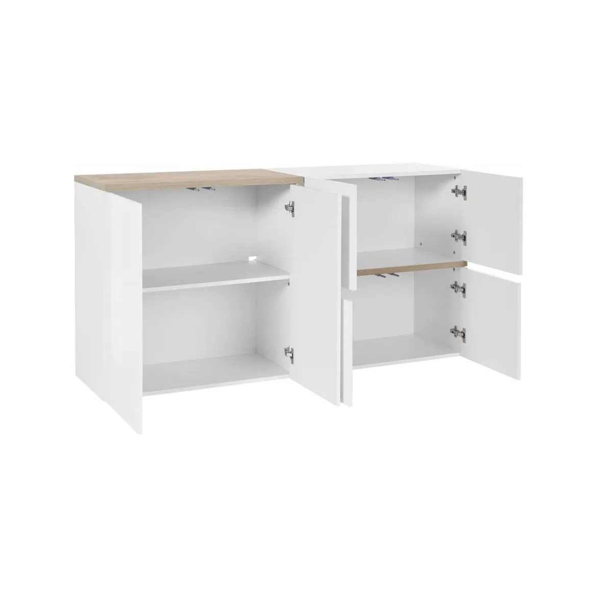 Credenza bianco lucida e acero 160x40x80h cm 6 ante - Arrak