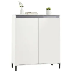 Credenza bianco lucida e antracite 100x40x110h cm 2 ante - Iwao