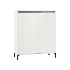 Credenza bianco lucida e antracite 120x42x80h cm 3 ante e 1 cassetto - Bajardo