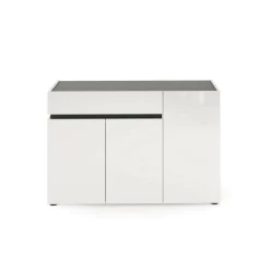 Credenza bianco lucida e antracite 120x42x80h cm 3 ante e 1 cassetto - Bajardo