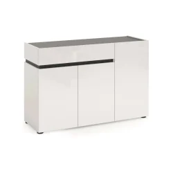 Credenza bianco lucida e antracite 120x42x80h cm 3 ante e 1 cassetto - Bajardo