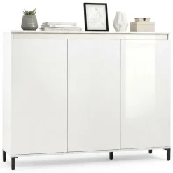Credenza bianco lucida e antracite 138x40x110h cm 3 ante - Miriana