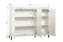Credenza bianco lucida e antracite 138x40x110h cm 3 ante - Miriana