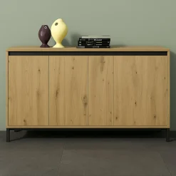 Credenza bianco lucida e antracite 138x40x90h cm 3 ante - Attilius