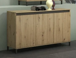 Credenza bianco lucida e antracite 138x40x90h cm 3 ante - Attilius