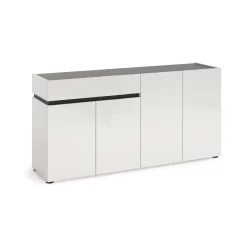Credenza bianco lucida e antracite 180x38x92h cm 3 ante e 4 cassetti - Baveno