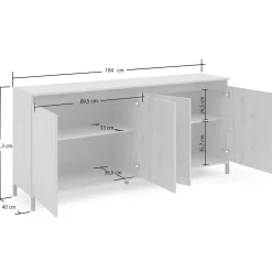Credenza bianco lucida e antracite 184x40x90h cm 4 ante - Filomena