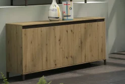 Credenza bianco lucida e antracite 184x40x90h cm 4 ante - Filomena