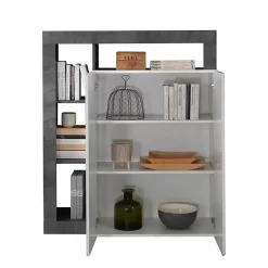 Credenza bianco lucida e ardesia 108x42x93h cm 2 ante - Atlantica