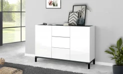 Credenza bianco lucida e ardesia 120x40x80h cm 2 ante e 3 cassetti - Jessie