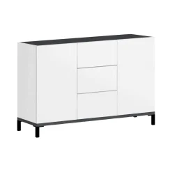 Credenza bianco lucida e ardesia 120x40x80h cm 2 ante e 3 cassetti - Jessie