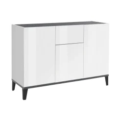 Credenza bianco lucida e ardesia 120x40x82h cm 3 ante e 1 cassetto - Albatross