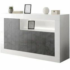 Credenza bianco lucida e ardesia 138x42x86h cm 3 ante - Dolphin