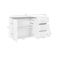 Credenza bianco lucida e ardesia 150x40x80h cm 4 ante - Amici
