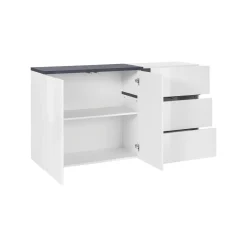 Credenza bianco lucida e ardesia 150x40x80h cm 4 ante - Amici
