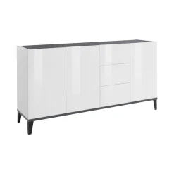 Credenza bianco lucida e ardesia 160x40x82h cm 4 ante - Ashley