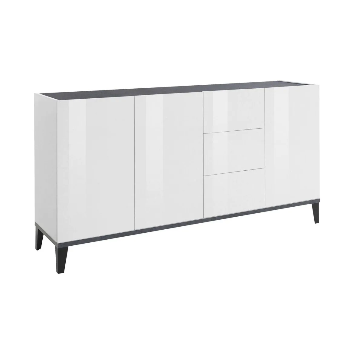 Credenza bianco lucida e ardesia 160x40x82h cm 4 ante - Ashley