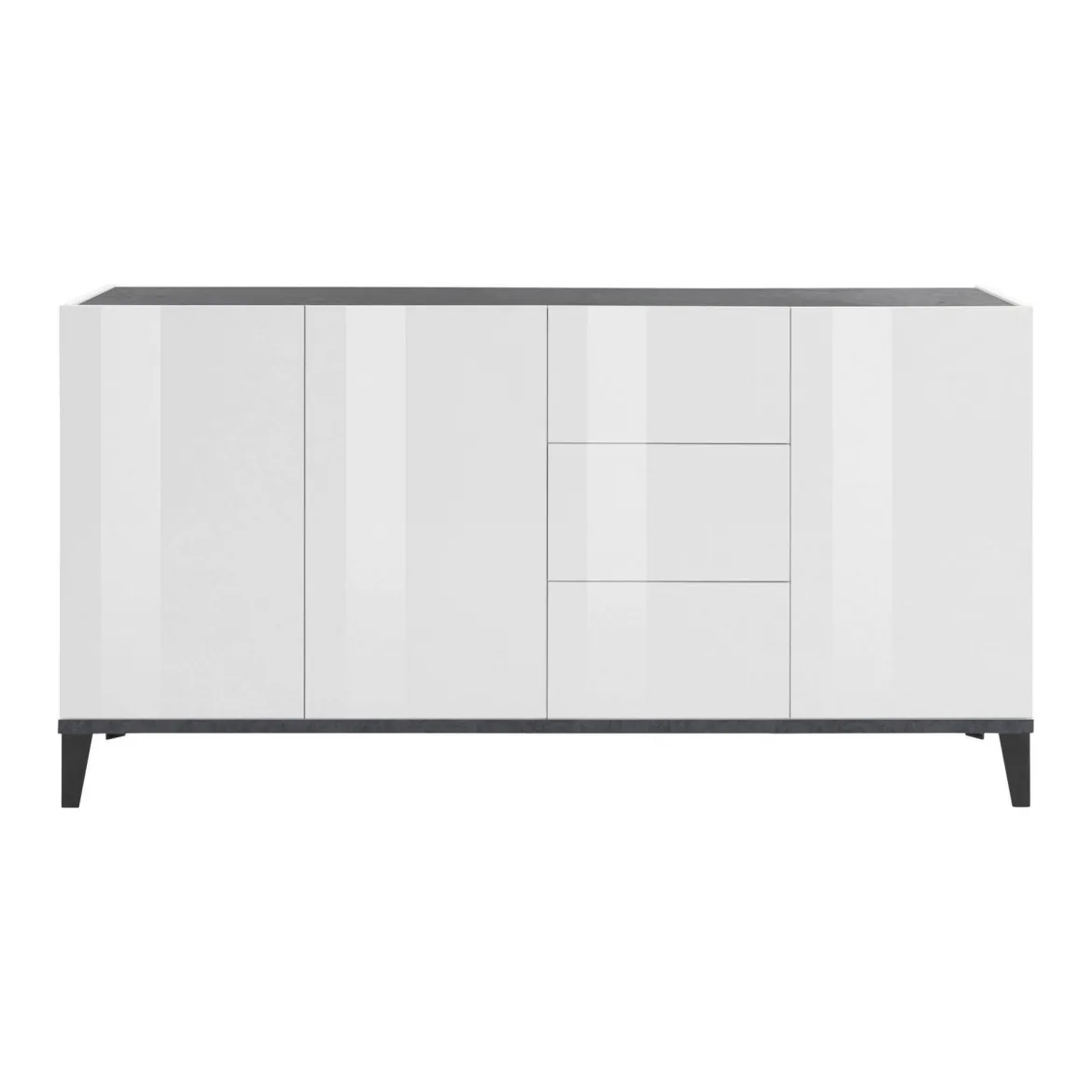 Credenza bianco lucida e ardesia 160x40x82h cm 4 ante - Ashley