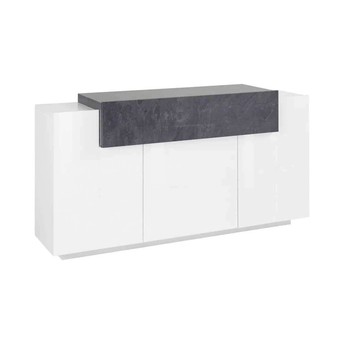 Credenza bianco lucida e ardesia 160x45x85h cm 4 ante - Aschly