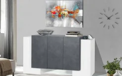 Credenza bianco lucida e ardesia 170x45x85h cm 5 ante - Arek