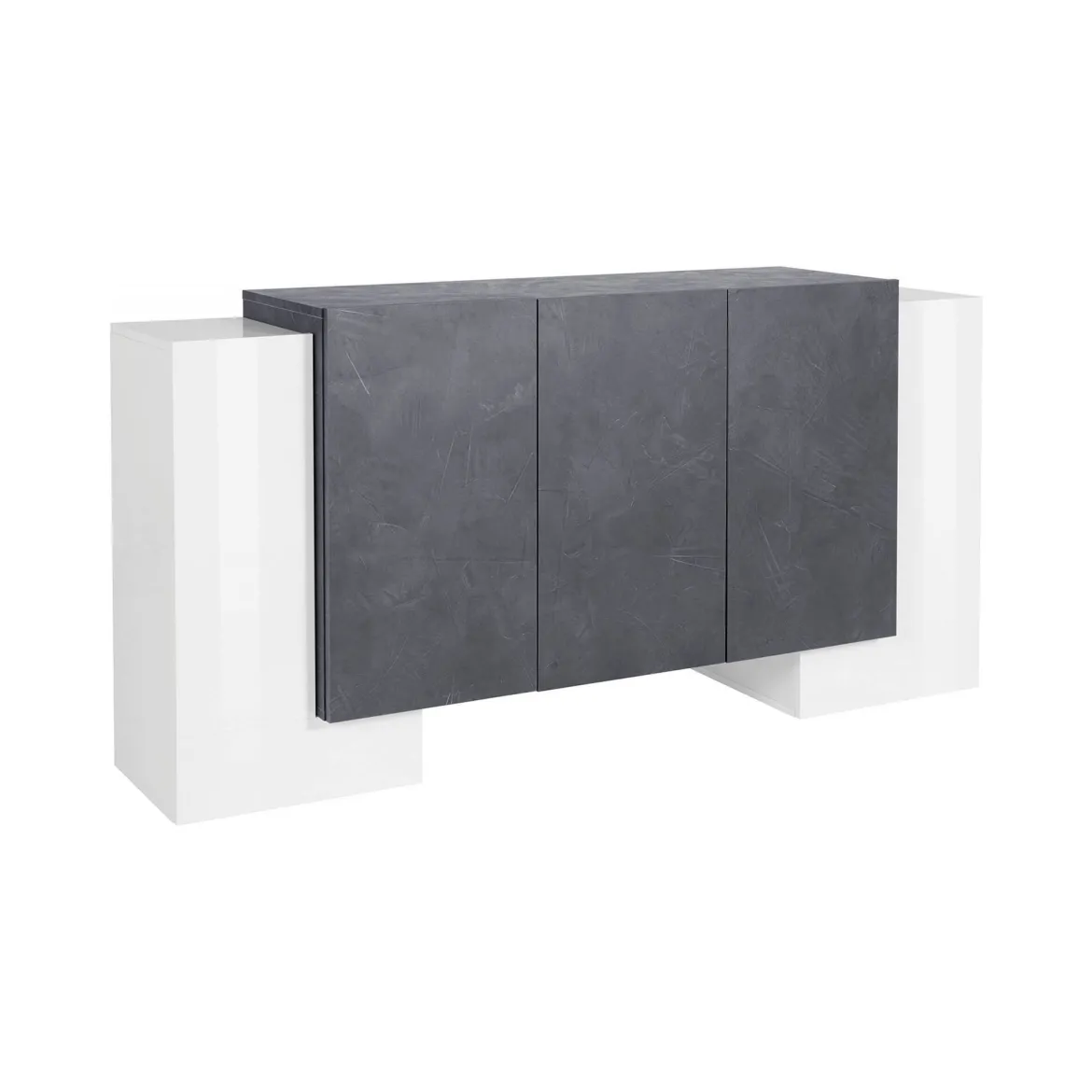 Credenza bianco lucida e ardesia 200x40x82h cm 6 ante - Amour