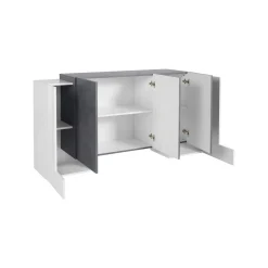 Credenza bianco lucida e ardesia 200x40x82h cm 6 ante - Amour