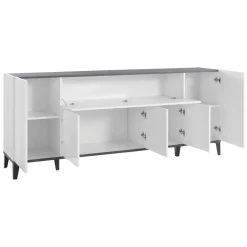 Credenza bianco lucida e ardesia 200x40x82h cm 6 ante - Amour